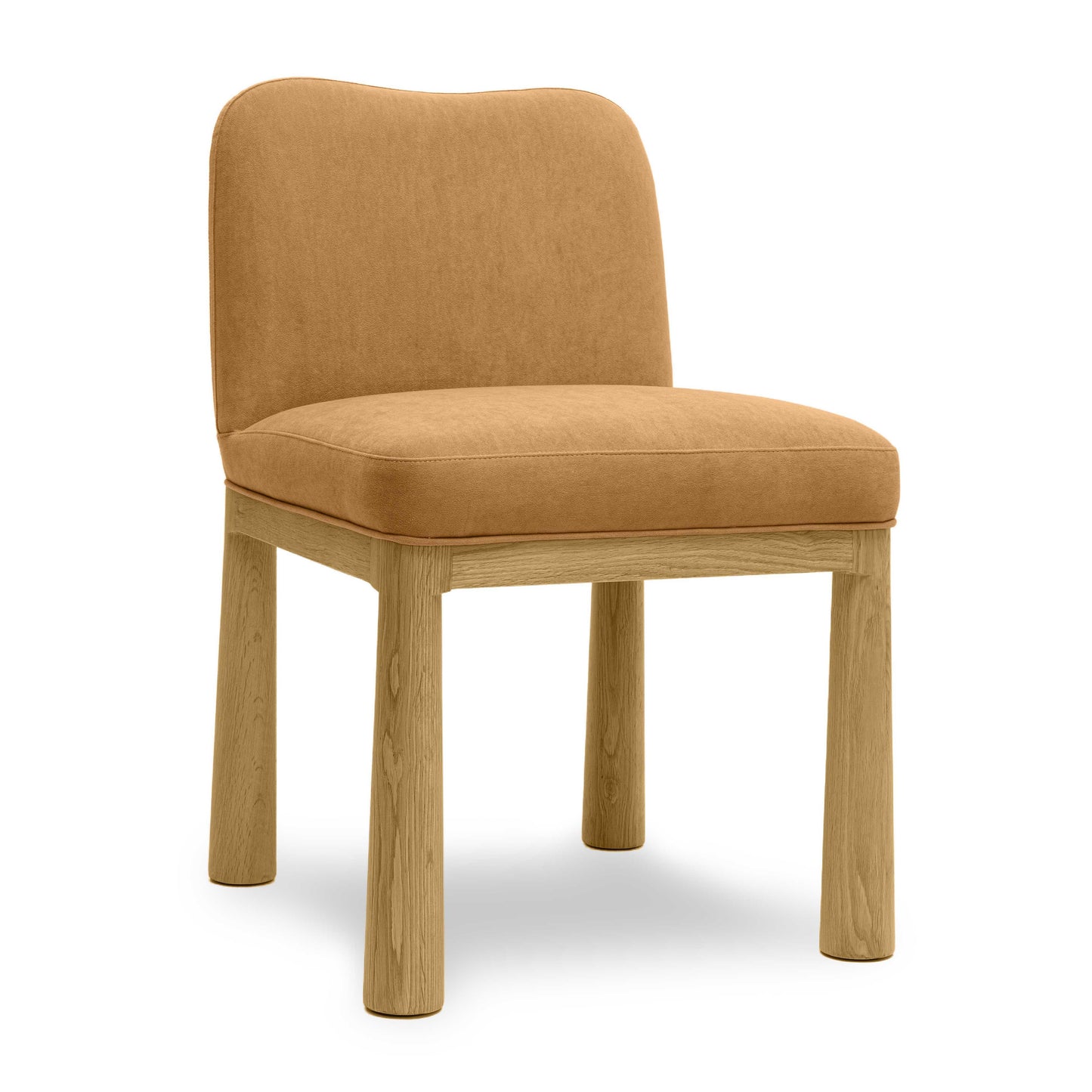 judy cognac velvet oak dining chair