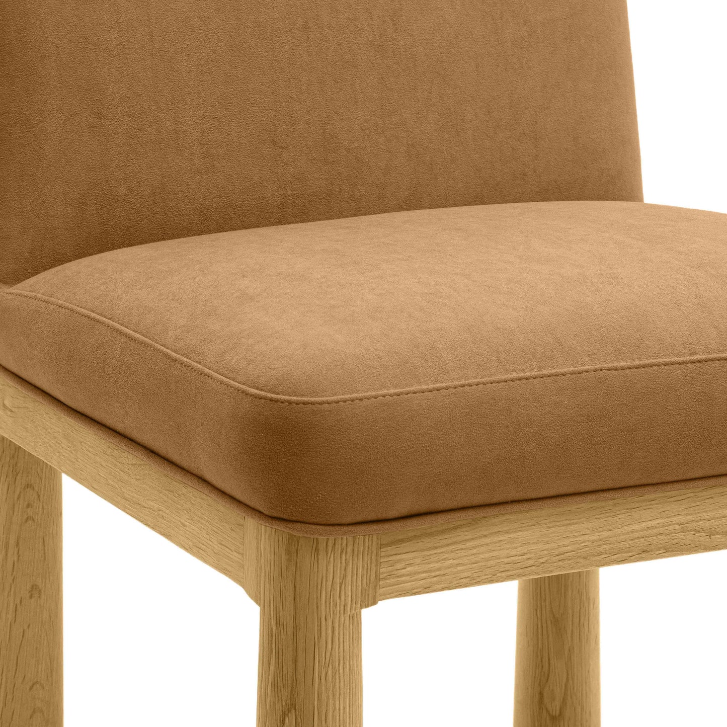 judy cognac velvet oak dining chair