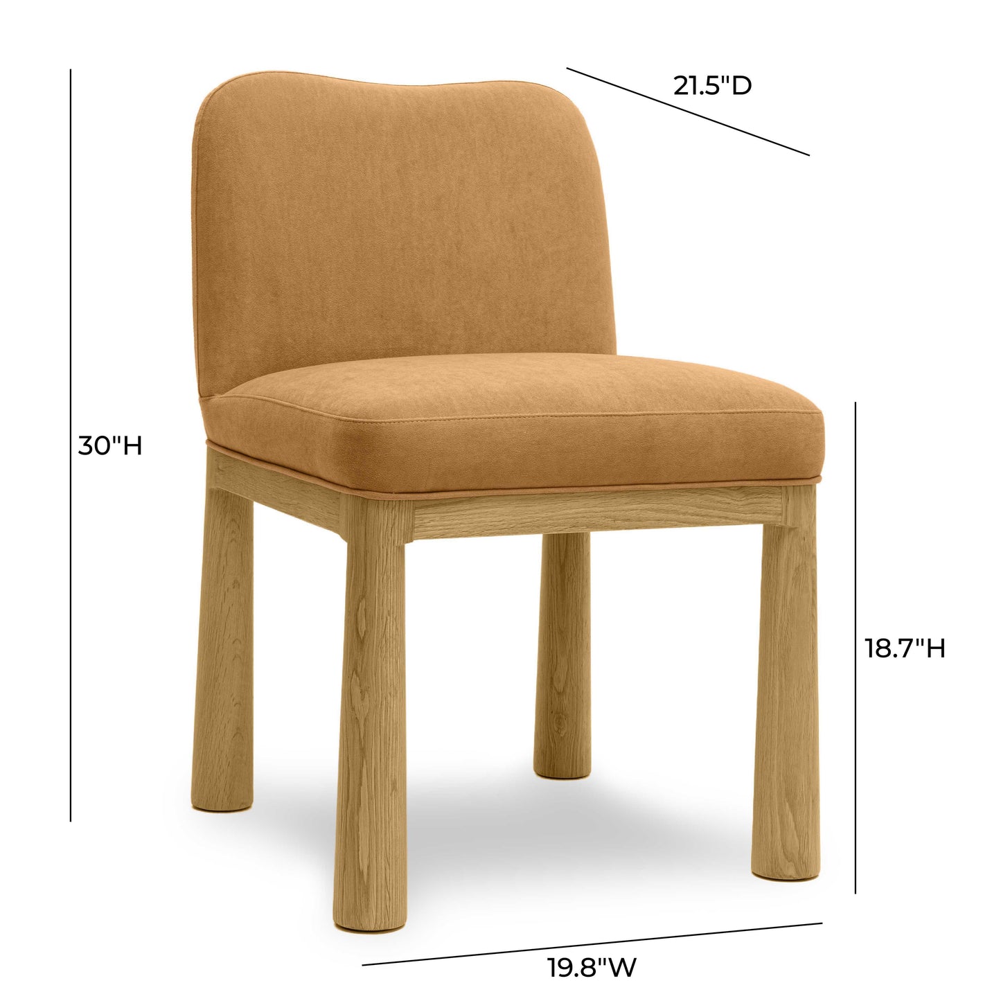 judy cognac velvet oak dining chair