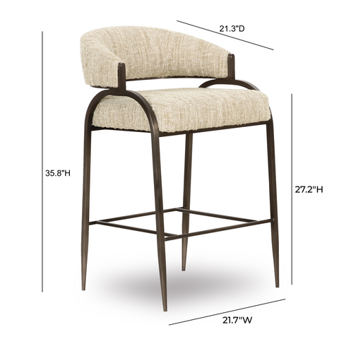 Rosalie Valois Taupe Textured Performance Boucle Counter Stool - image 6