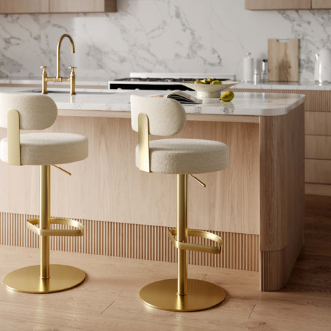 Anais Savoy Cream Textured Performance Fabric Adjustable Stool - image 2