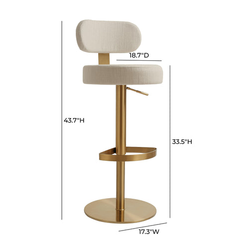 Anais Savoy Cream Textured Performance Fabric Adjustable Stool - image 9