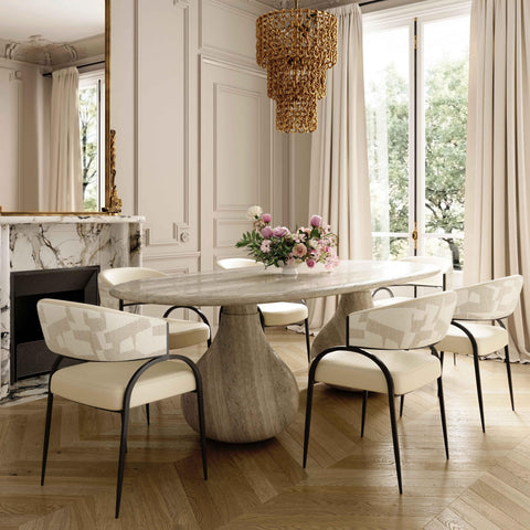 Rosalie Valois Cream 2-Tone Performance Vegan Leather and Jacquard Dining Chair - image 2