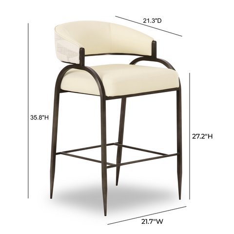 Rosalie Valois Cream 2-Tone Performance Vegan Leather and Jacquard Counter Stool - image 6