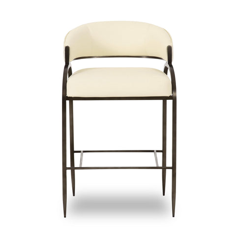 Rosalie Valois Cream 2-Tone Performance Vegan Leather and Jacquard Counter Stool - image 3