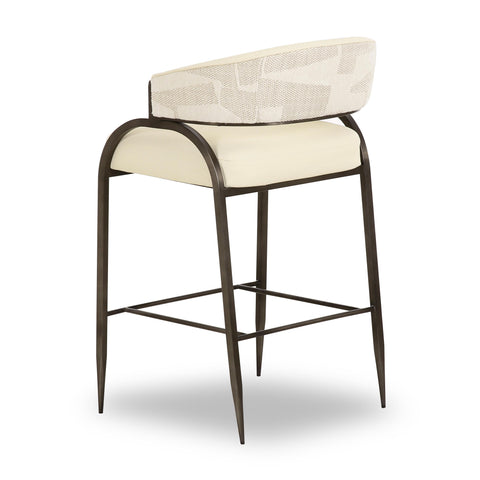 Rosalie Valois Cream 2-Tone Performance Vegan Leather and Jacquard Counter Stool - image 4