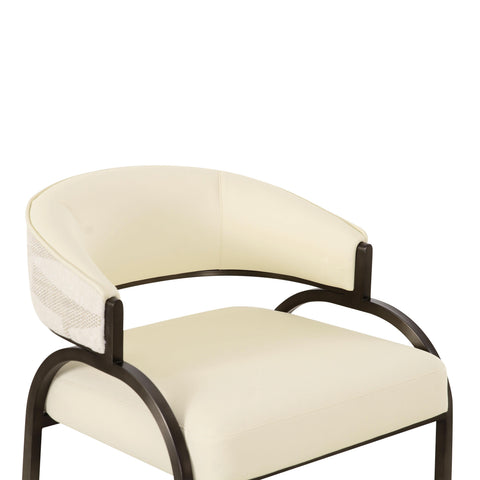 Rosalie Valois Cream 2-Tone Performance Vegan Leather and Jacquard Counter Stool - image 5