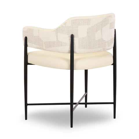 Odette Sorrento Cream 2-Tone Performance Vegan Leather and Jacquard Dining Chair - image 4