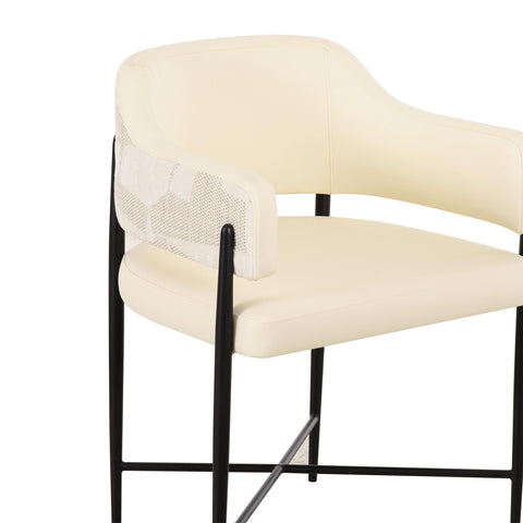 Odette Sorrento Cream 2-Tone Performance Vegan Leather and Jacquard Dining Chair - image 5
