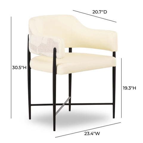 Odette Sorrento Cream 2-Tone Performance Vegan Leather and Jacquard Dining Chair - image 6