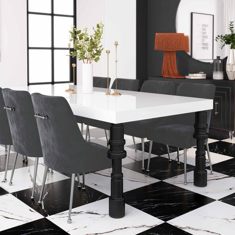 Solene Beaumont Grey Performance Velvet Dining Chair - Silver Legs - image 2
