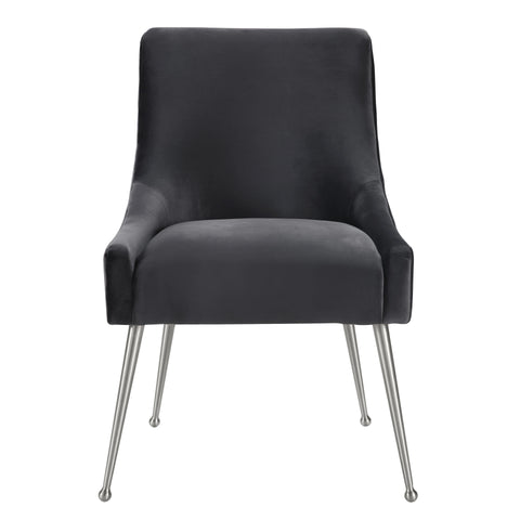 Solene Beaumont Grey Performance Velvet Dining Chair - Silver Legs - image 3