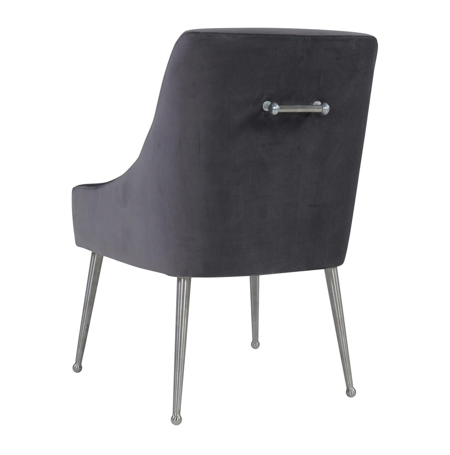 lyrical grey velvet side chair with silver legs