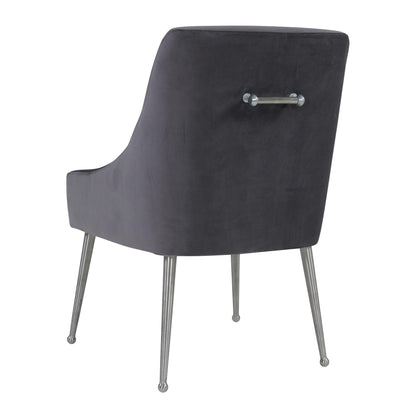 Lyrical Grey Velvet Side Chair with Silver Legs