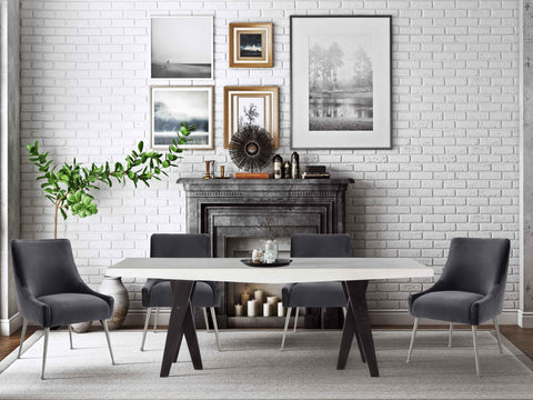 Solene Beaumont Grey Performance Velvet Dining Chair - Silver Legs - image 7