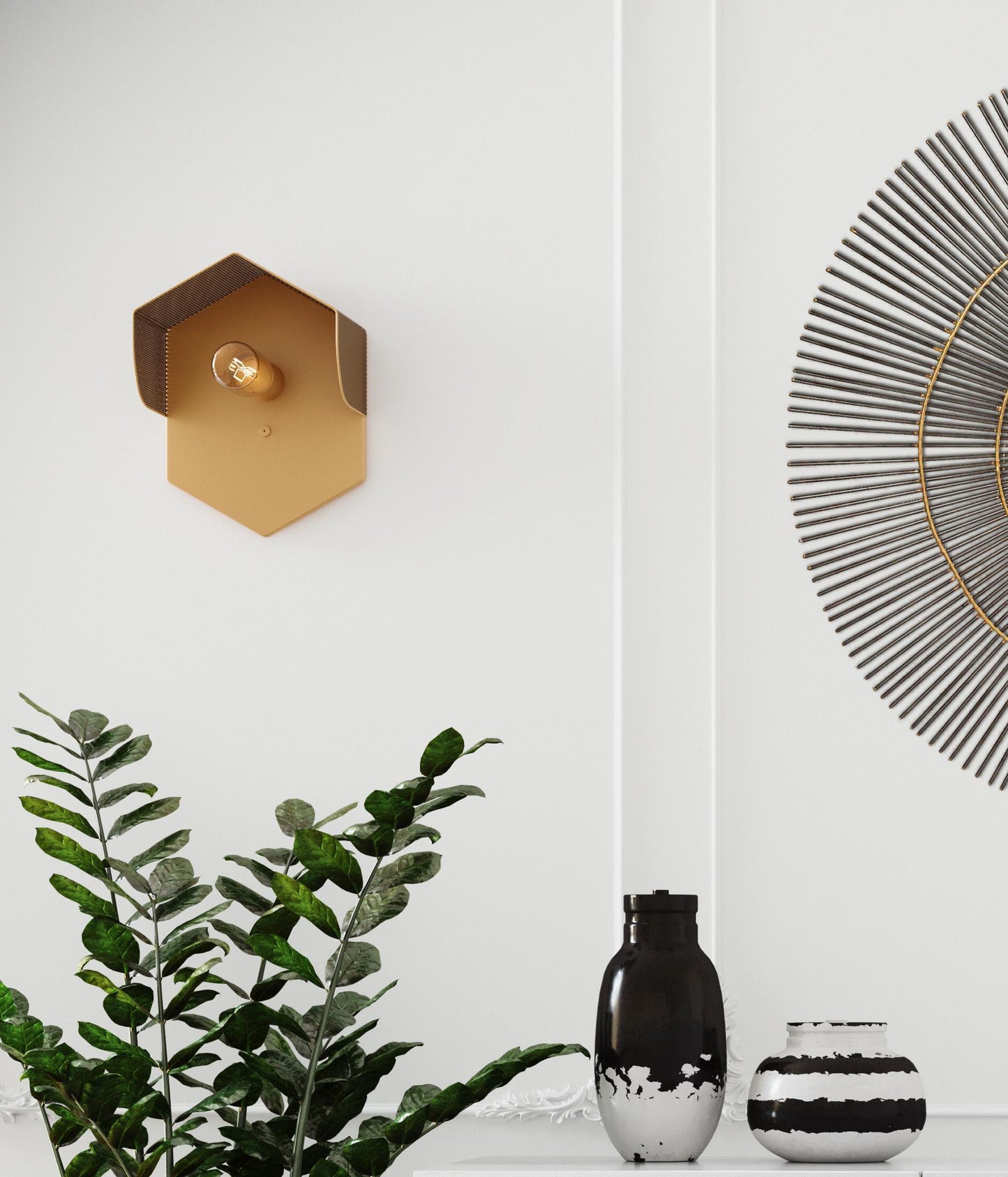 paolo tan hexagon wall sconce