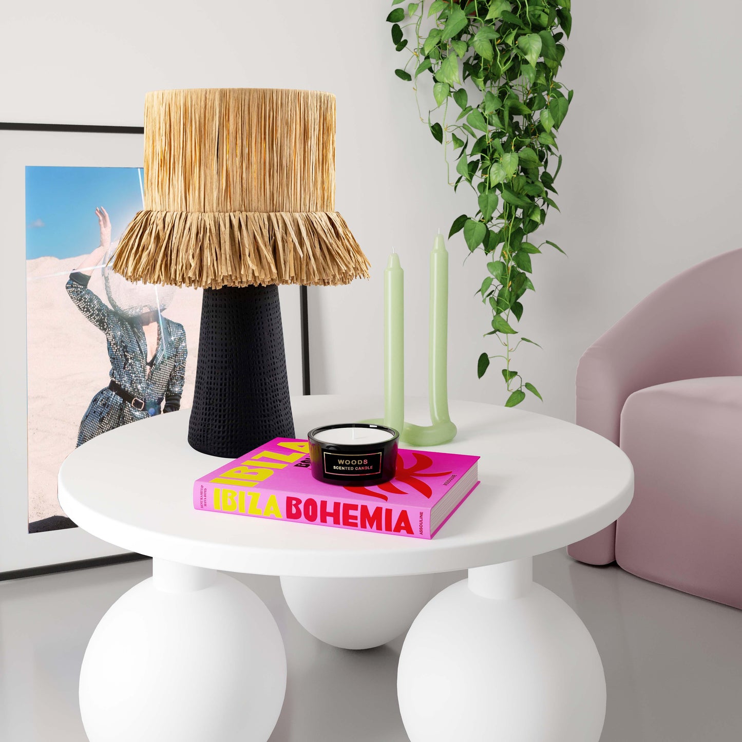 milou raffia natural table lamp