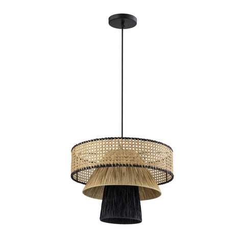 Genevieve Siena Natural &amp; Black Raffia Pendant Lamp - image 3