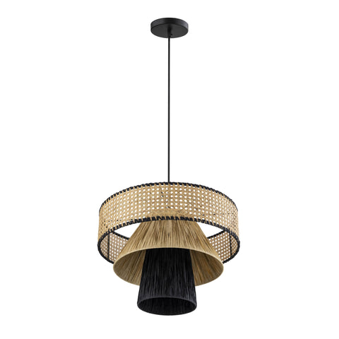 Genevieve Siena Natural &amp; Black Raffia Pendant Lamp - image 4
