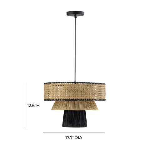 Genevieve Siena Natural &amp; Black Raffia Pendant Lamp - image 7