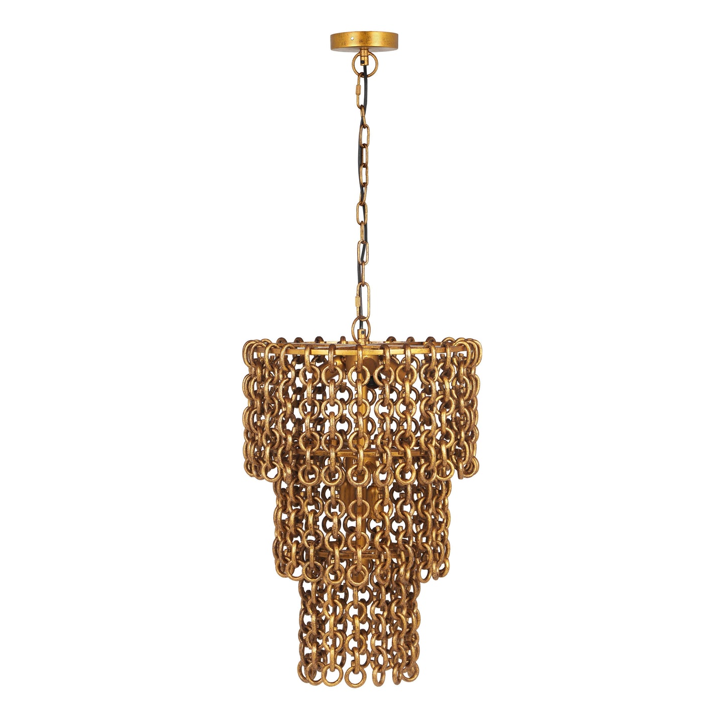 metropolitan brass chain link 3-tier chandelier