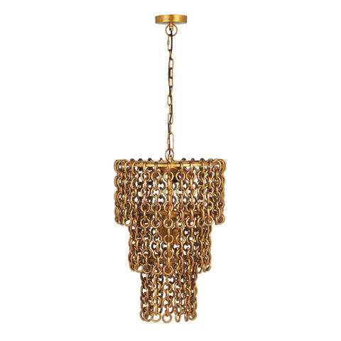 Ines Provence Brass Chain Link 3-Tier Chandelier - image 3