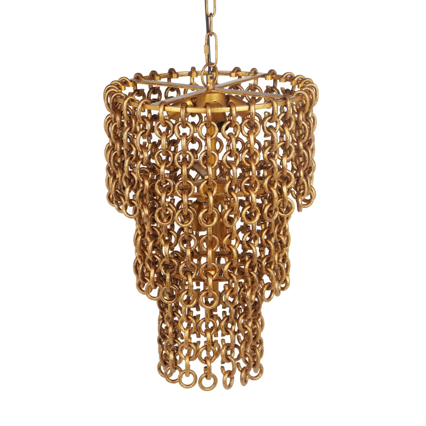 metropolitan brass chain link 3-tier chandelier