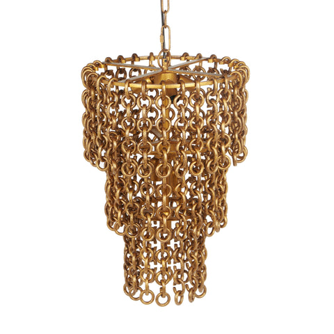 Ines Provence Brass Chain Link 3-Tier Chandelier - image 4