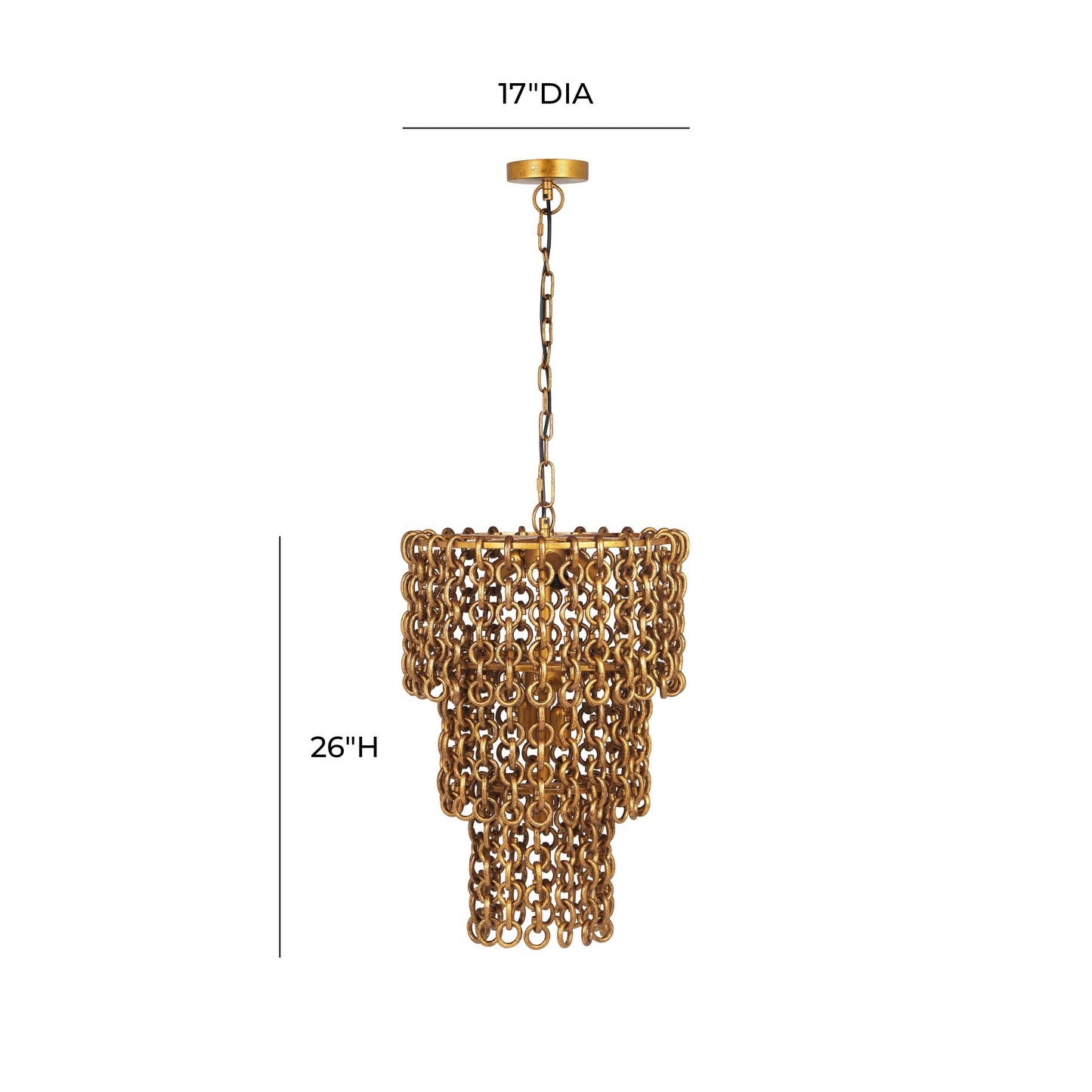 metropolitan brass chain link 3-tier chandelier