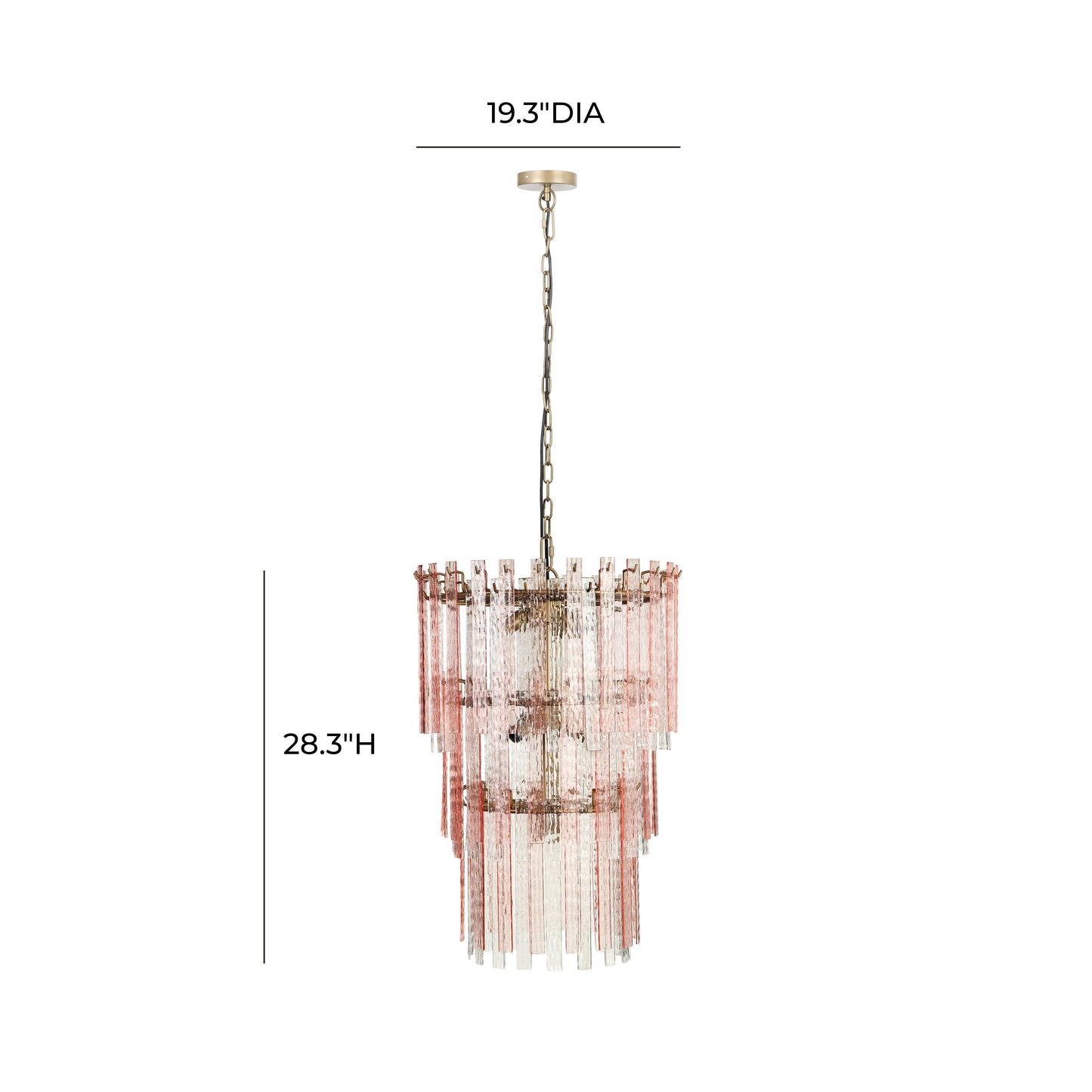 penelope pink acrylic 3-tier chandelier