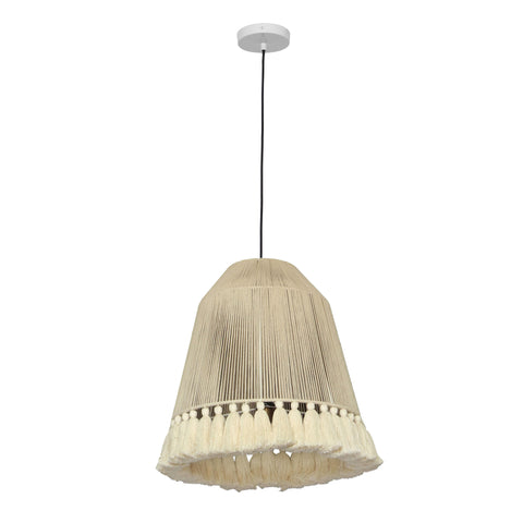 Dahlia White Cotton Tasseled Pendant Lamp
