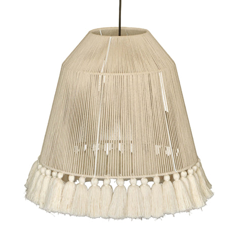 Dahlia White Cotton Tasseled Pendant Lamp