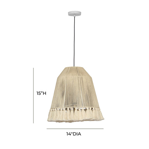 Dahlia White Cotton Tasseled Pendant Lamp