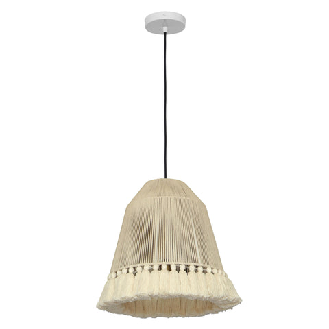 Dahlia Large White Cotton Tasseled Pendant Lamp