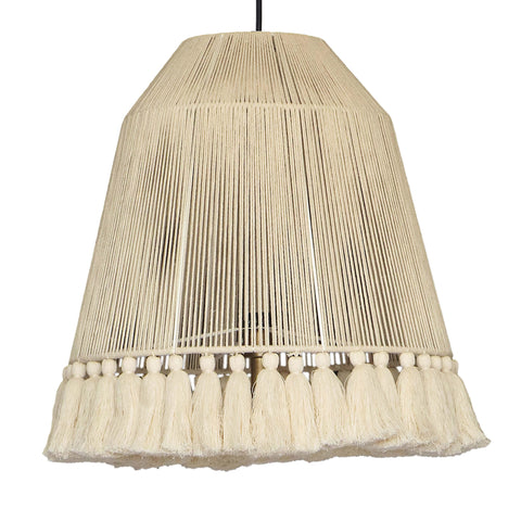 Dahlia Large White Cotton Tasseled Pendant Lamp