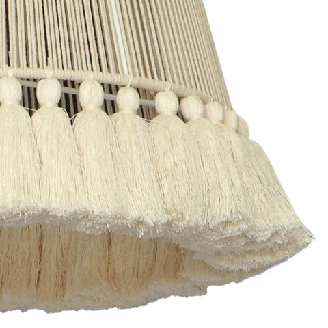 Dahlia Large White Cotton Tasseled Pendant Lamp