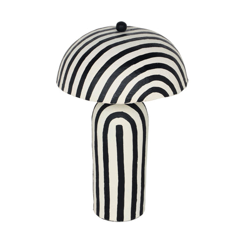 Shiloh Black Striped Papier Mache Table Lamp