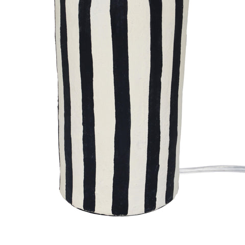 Shiloh Black Striped Papier Mache Table Lamp
