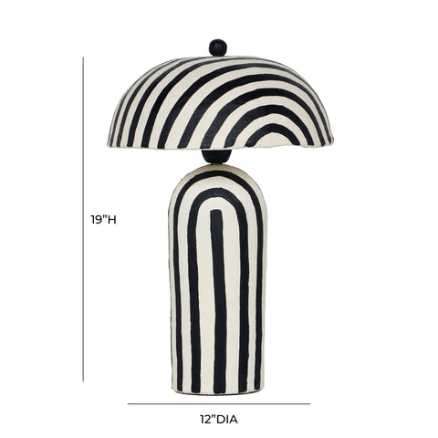 Shiloh Black Striped Papier Mache Table Lamp