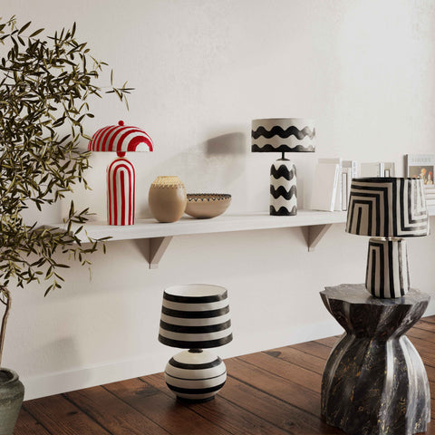 Valentina Montrose Striped Papier Mache Table Lamp - image 3
