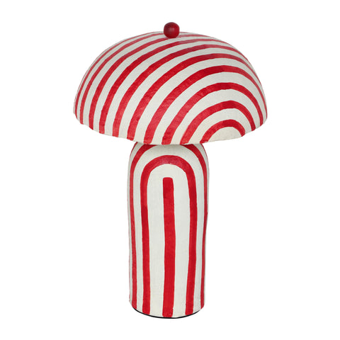 Shiloh Red Striped Papier Mache Table Lamp