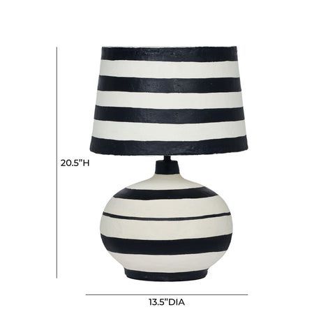 Samma Black Striped Papier Mache Table Lamp