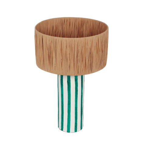 Florence Savoy Green Striped Papier Mache Table Lamp - image 3