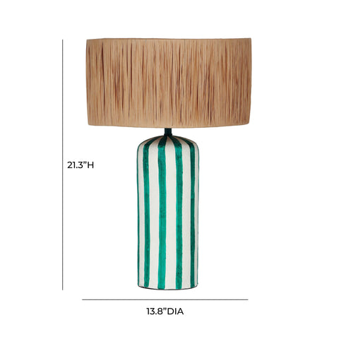 Florence Savoy Green Striped Papier Mache Table Lamp - image 6