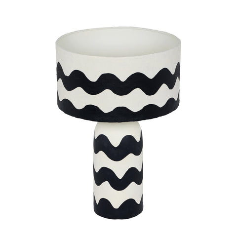 Envy Black Waves Papier Mache Table Lamp
