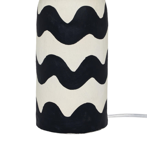 Envy Black Waves Papier Mache Table Lamp
