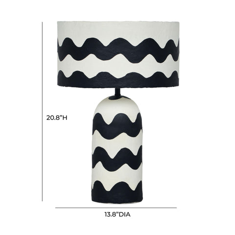 Amelie Versailles Black Waves Papier Mache Table Lamp - image 6