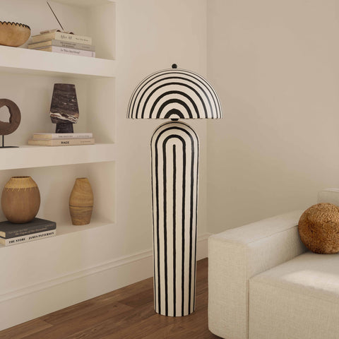 Valentina Montrose Black Striped Papier Mache Floor Lamp - image 2