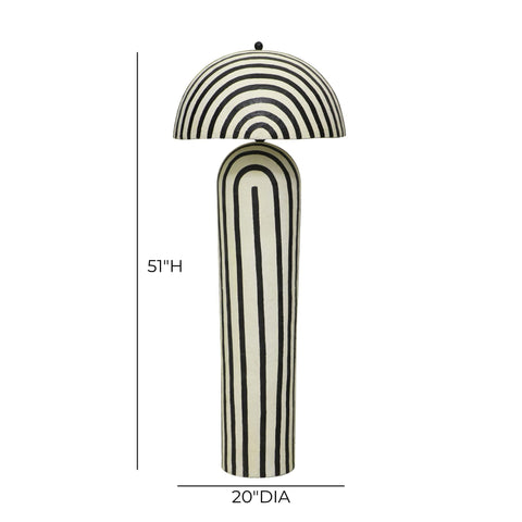 Valentina Montrose Black Striped Papier Mache Floor Lamp - image 5