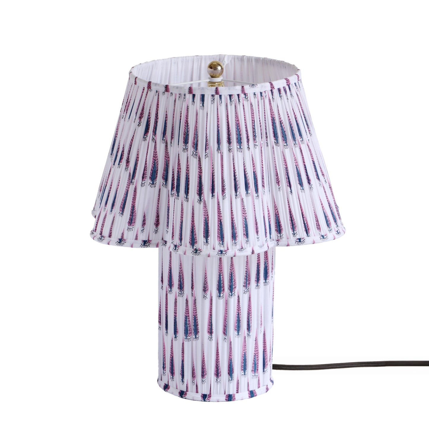 britt purple and white streaked cotton table lamp